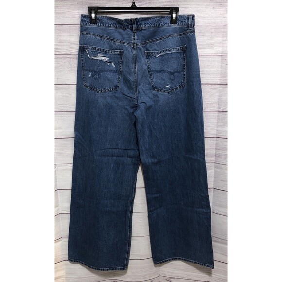 OfLuck Original Jeans Distressed Med Wash Wide Legs 100% Cotton Sz 16 NWT - Picture 5 of 7